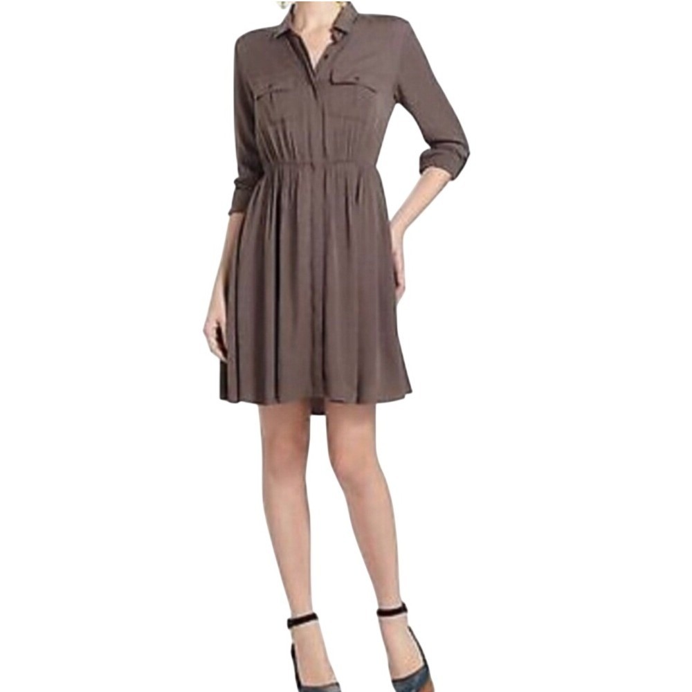 Anthropologie Maeve‎ Dakota Khaki Shirt Dress